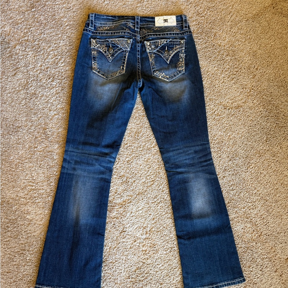 Miss Me Dark Blue Embellished Flare Jeans